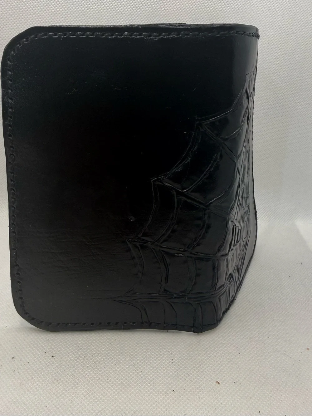 Handmade Black Leather Passport Holder, Skull & Spiderweb Tooled Design